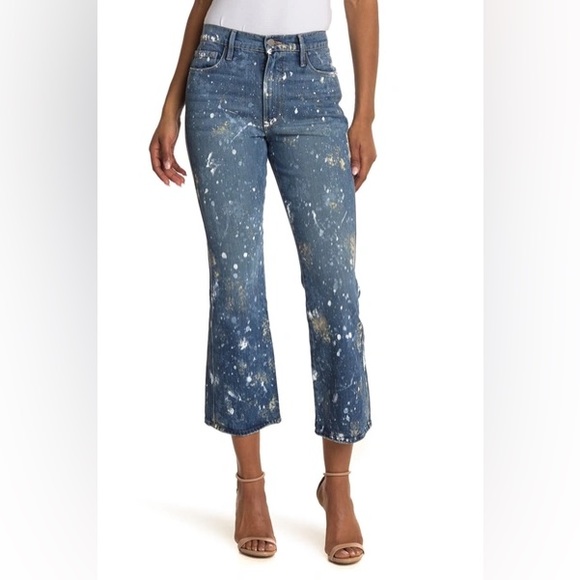 Frame | Le Sylvie Kick Boot Splattered Denim Jean Size 24 - Picture 13 of 14